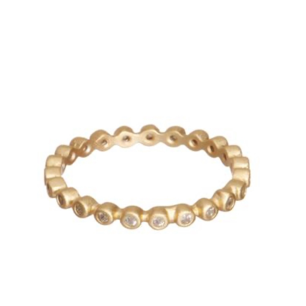 Freida Rothman Matte Gold Ring with CZ Details